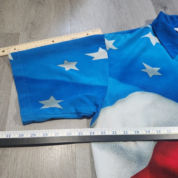 Vintage Disney World Mickey Mouse Salute USA Flag Red/Blue Shirt Men's Large AOP - Picture 6 of 8